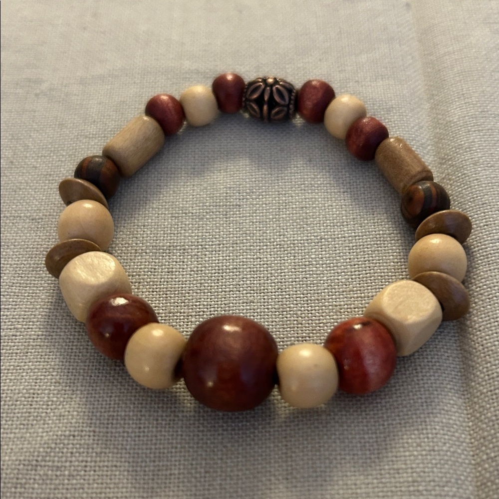 Elegant Wooden Beaded Stretch Bracelet